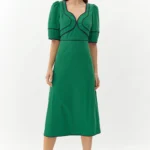 SONIA CONTRAST PIPED MIDI DRESS