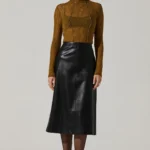 Yuria Faux Leather Midi Skirt