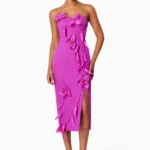 Bethany Strapless Floral Midi Dress In Purple - Pre Order