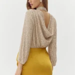 CARA HIGH NECK SEQUIN BLOUSE