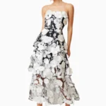 Selene Maxi Tiered 3D Dress In Black