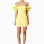 Nola Off The Shoulder Mini Dress In Yellow