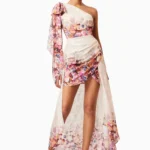 Perla Hilo One Shoulder Gown in Floral