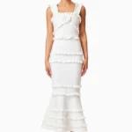Kimberly Frill Maxi Dress in white