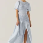 Theoni Smocked Asymmetric Dress