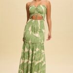 TROPICAL LEAVES KATIA SCRUNCH MAXI DRESS