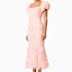 Rosella 3D Midi Dress in Pink