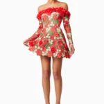 Roselyn Long Sleeve Dress In Red