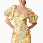 Aella Puff Sleeve Mini Dress in Yellow