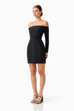 Katlyn Off The Shoulder Mini Dress in Black - Image 5
