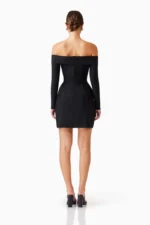 Katlyn Off The Shoulder Mini Dress in Black - Image 3