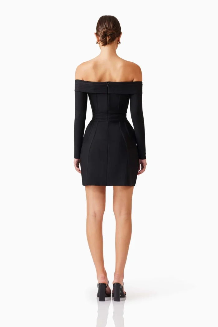 Katlyn Off The Shoulder Mini Dress in Black - Image 3
