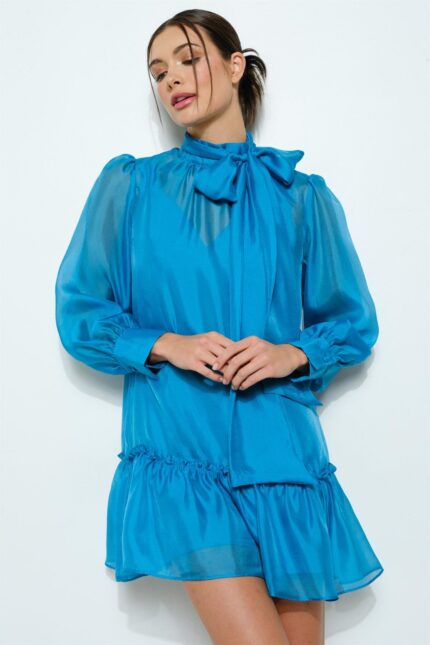 bows and ruffle mini dress