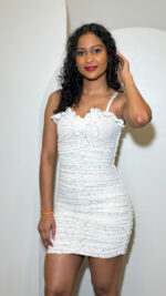 Petals and lace mini dress