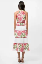 HAVEN CONTRAST SCALLOPED TEXTURED JACQUARD HALTER MIDI DRESS - Image 4