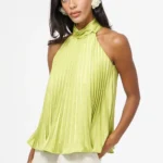 HALTER PLEATED SATIN TOP