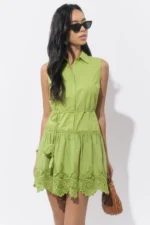 DUSTINA COLLARED EMBROIDERED SHIRT MINI DRESS - Image 3