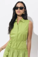 DUSTINA COLLARED EMBROIDERED SHIRT MINI DRESS - Image 4