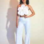 Little flower white pants set