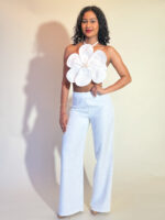 Little flower white pants set