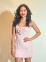 Tweed rose corset skirt set