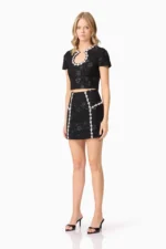 Ellouise Embellished Tweed Set in Black - Image 3