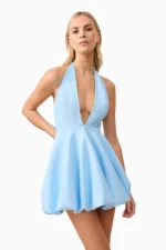 Fiona Halter Mini Dress in Blue - Image 2