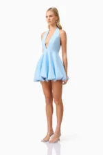 Fiona Halter Mini Dress in Blue - Image 3