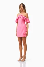 Klara Off The Shoulder Mini Dress in Pink - Image 2