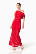 Darya Asymmetrical Gown in Red