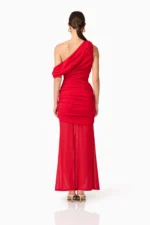 Darya Asymmetrical Gown in Red - Image 3