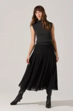 Daivini Pleated Crinkle Midi Skirt - Image 2