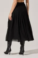 Daivini Pleated Crinkle Midi Skirt - Image 3