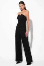 DONNA STRETCH CREPE JUMPSUIT WITH CONTRAST MESH - Image 2