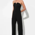 DONNA STRETCH CREPE JUMPSUIT WITH CONTRAST MESH