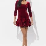 DOLLY VELVET BUBBLE HEM MINI DRESS