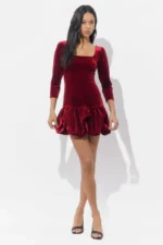 DOLLY VELVET BUBBLE HEM MINI DRESS