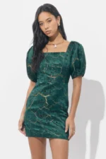 ZEA BURNOUT PUFF SLEEVE MINI DRESS - Image 2