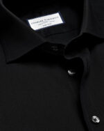Cutaway Collar Non-Iron Stretch Poplin Shirt - Black - Image 2