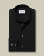 Cutaway Collar Non-Iron Stretch Poplin Shirt - Black - Image 3