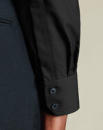 Cutaway Collar Non-Iron Stretch Poplin Shirt - Black - Image 4