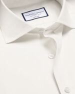 Spread collar Non-Iron Twill Shirt - Ivory - Image 2