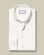 Spread collar Non-Iron Twill Shirt - Ivory - Image 3