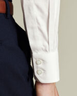 Spread collar Non-Iron Twill Shirt - Ivory - Image 4