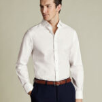 Spread collar Non-Iron Twill Shirt - Ivory
