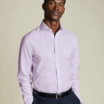 Cutaway Collar Non-Iron Twill Shirt - Lilac Purple