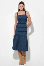 SABLE TIERED LACE INSERT MIDI DRESS - Image 3