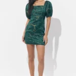 ZEA BURNOUT PUFF SLEEVE MINI DRESS