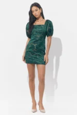 ZEA BURNOUT PUFF SLEEVE MINI DRESS