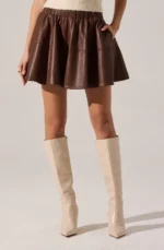Chelsey Flared Faux Leather Skirt - Image 4